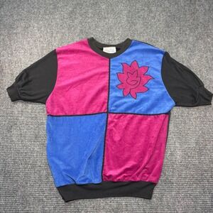 Vintage American Spectator Colorblock Velour Sweatshirt Womens Medium Pink Blue‎